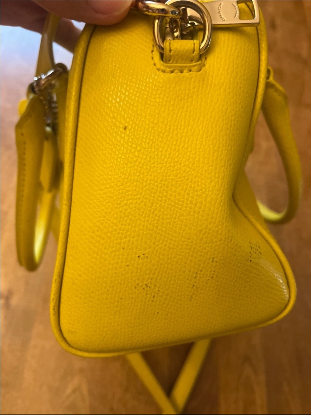 Coach Yellow Leather Satchel with Banana Charm Keyring - Picture 9 of 9